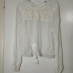Free People  white ivory beaded embroidery sheer long sleeve peasant top Small Photo 0