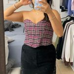 ZARA Tweed Plaid Corset Cropped Top Photo 0
