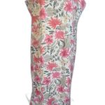 Liz Baker Vintage Cream Floral Print 100% Silk Sleeveless Shift Maxi Dress Sz 1X Photo 0