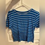 Abercrombie & Fitch Navy and White Striped Tee Photo 0