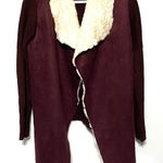 Just Fab white faux fur maroon sweater medium Photo 0