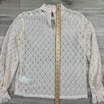 Sandro  Paris Women's Cream Lace Eyelet Blouse Mock Neck‎ Ruffle Sleeve Sz 1 US S Photo 6