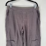 Fresh Produce Gray Cargo Pull On Linen Pants Medium Hi Rise Cropped Photo 2