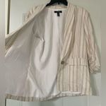 Ellen Tracy Linen Blend Striped Neutral 3/4 Sleeve Blazer Size Medium Coastal Photo 9