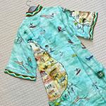 $ 695 NWT Alemais SWELL SHIRTDRESS Art Island Print Slit Midi Size 0 Blue Photo 14
