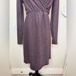 Pinkblush Maternity Metallic Faux Wrap Purple & Black Dress Size Medium Photo 4
