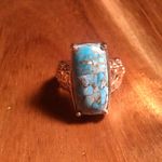 Matrix Chestnut Brine Turquoise Solitaire Copper Ring (Size 6) Photo 5