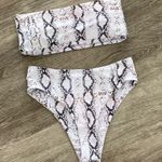 SheIn two piece strapless bandeau bikini snakeskin animal print white medium Photo 0