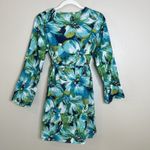 womens beach coverup Swim Tropical Resort Vacation 100 Cotton Boho M Floral Blue Size M Photo 2