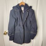 Cinq a Sept Denim Hooded Khloe Blazer Coat Indigo 2 Blue Photo 2