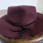 American Eagle Oxblood Wool Floppy Hat with Black Trim Photo 1