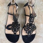 Thalia Sodi  Black & Metallic Shimmer Thong Style Embellished Sandal Photo 0