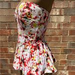 Parker Penelope 100% Silk Floral Bustier Top Strapless Sweetheart Neckline Photo 2