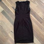 Premise Brown Leather Trim Sheath Dress Size 6 Photo 3