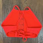 Aerie  High Neck Floral Lace Detail Pink Bikini Top Photo 4