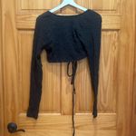 American Eagle Size Small Dark Grey Tie Front Crop Top. Photo 4