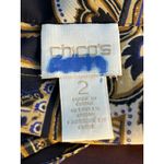 Chico's  Blouse Size Large Blue Brown Paisley Ruffle Scarf Academia Photo 5