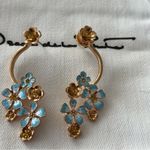 Oscar de la Renta  Gold and Light Blue Floral Earrings Photo 9