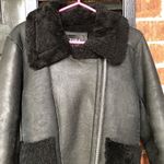 ZARA  Woman’s Coat M Bomber RAF Black Aviator Fur Shearling Real Leather Jacket Photo 6