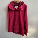 Burton Fleece Hooded Jacket Maroon Red Oversized Hood Full Zip Coat Size Large Photo 3