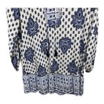 ZARA  Cotton Blend Boho Ruffle Tassel Tie Blue White Mini Dress Small NWOT Photo 3