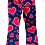 Delia's Dolls Kill Y2K Heart Low Rise Black Purple Red Pink Flare Jeans size XS Photo 0