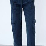 ZARA Blue Oversized Baggy Cargo Denim Pants Size Medium Photo 0