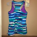 Athleta ‎ Airbrush Striped Tinker Workout Bra Tank Top Blue Purple  Small Photo 2