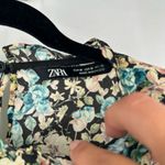 ZARA  Women's Floral Print Ruffled Bell Sleeve Mini Dress Green Cream Size Medium Photo 5