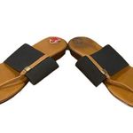 Italian Shoemakers  Flat Dressy Thick Band Sandals Summer Black & Tan Women 6 Photo 1
