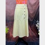 Free People Linen Rayon Poppy Flounce Slit Midi Skirt Citron size 2 Photo 3