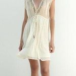 ZARA  Beaded Mini Beach Cover Up Swimsuit Dress Cream White Sheer Photo 0