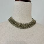American Vintage Vintage Beaded Braided Silver Choker Bib Collar Statement Necklace Photo 2