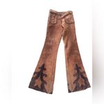 1960s Brown Suede Leather Pants Embellished Bell Bottoms Size 30 Photo 6
