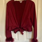 Love Fire Maroon Feather Cuff Blazer Red Size L Photo 0