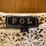 POL Callahan Anthropology Knit Top M/L Cream Ivory Crochet Fringe Boho Boxy Photo 1