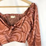 Altar'd State Red & Pink Swirl Satin Crop Long Sleeve Top S Photo 2