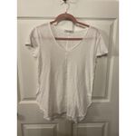 Cut Loose Raw Edge White Jersey Cotton/Linen V Photo 1