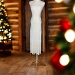 SKY Brand Y2K Soft White Ruched Crochet Maxi Strapless Dress Small Photo 3