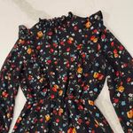 Pomelo Midi Ruffled Black Floral Long Sleeve Dress Womens Small Smocked Neckline Photo 2