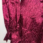 SheIn Woman’s Wrap Burgundy Red Satin Leopard animals print long sleeve Dress ~ NWTS Photo 9