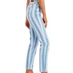 American Eagle AE  Striped Blue and White Mom Jean Photo 1
