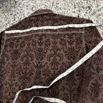 Italian Shoemakers Vintage Italia Size Medium Brown Velvet Shirt Floral Damask Pattern Cotton L/S Photo 9