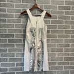 Milly White Silver Mirrored Python Leather Panel Racerback Dress Women’s Size 2 Photo 4