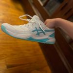 ASICS  Women's White and Aqua Athletic Shoes Photo 3