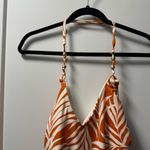 Shade & Shore NWOT Orange White Floral Palm Halter Neck Boho One Piece Cutout Photo 3