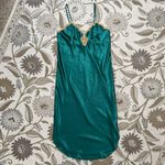 California Dynasty Vintage Slip Dress Nightgown Emerald Gold Lace USA M Medium Photo 3