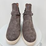 Linea Paolo  boots women's 7 ankle wedge side zip gray suede leather Photo 1