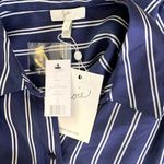 Joie NEW  ADIBA Navy and White Stripe Silk Tie Front Shirt Size Small Photo 5