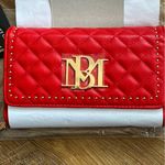 Badgley Mischka quilted red handbag with gold accents Photo 2